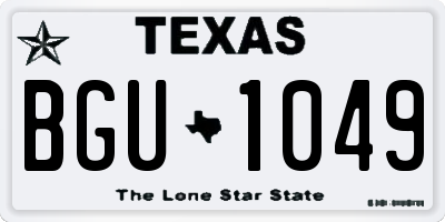 TX license plate BGU1049