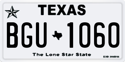 TX license plate BGU1060
