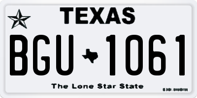 TX license plate BGU1061