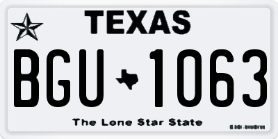 TX license plate BGU1063
