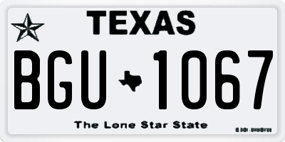 TX license plate BGU1067