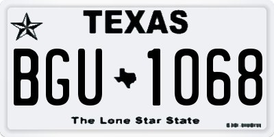 TX license plate BGU1068