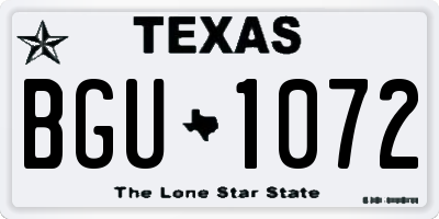TX license plate BGU1072