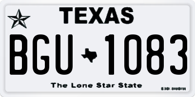 TX license plate BGU1083
