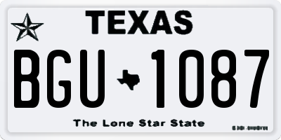 TX license plate BGU1087