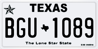 TX license plate BGU1089