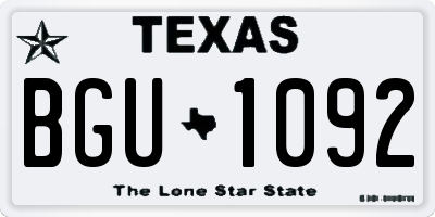 TX license plate BGU1092
