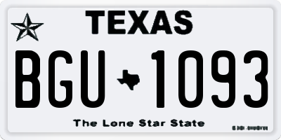 TX license plate BGU1093