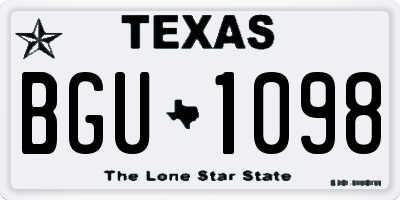 TX license plate BGU1098