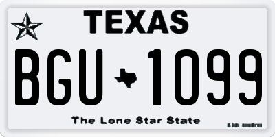 TX license plate BGU1099