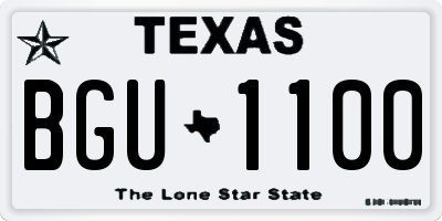 TX license plate BGU1100