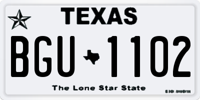 TX license plate BGU1102