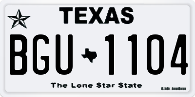 TX license plate BGU1104