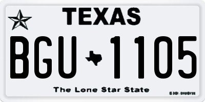 TX license plate BGU1105