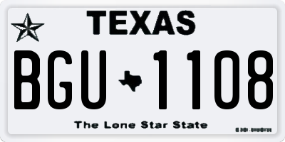 TX license plate BGU1108