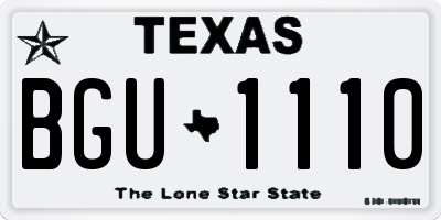 TX license plate BGU1110
