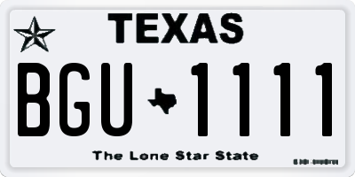 TX license plate BGU1111