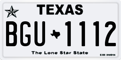 TX license plate BGU1112