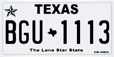TX license plate BGU1113