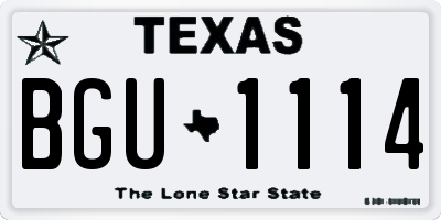 TX license plate BGU1114