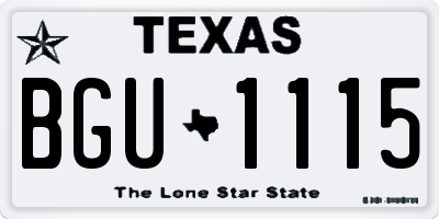 TX license plate BGU1115