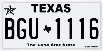 TX license plate BGU1116