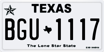 TX license plate BGU1117