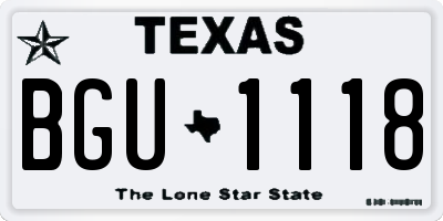 TX license plate BGU1118