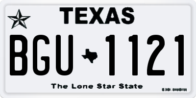 TX license plate BGU1121