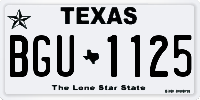 TX license plate BGU1125