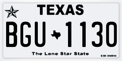 TX license plate BGU1130