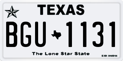 TX license plate BGU1131