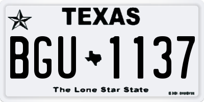 TX license plate BGU1137
