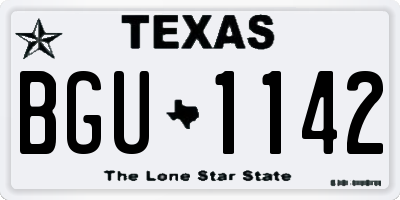TX license plate BGU1142