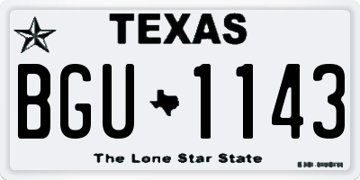 TX license plate BGU1143