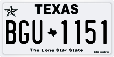 TX license plate BGU1151
