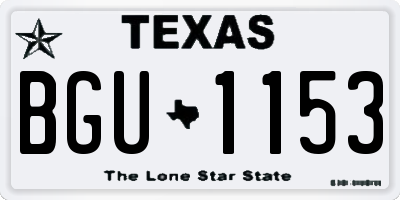 TX license plate BGU1153