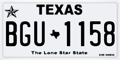 TX license plate BGU1158