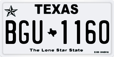 TX license plate BGU1160