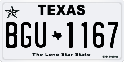 TX license plate BGU1167