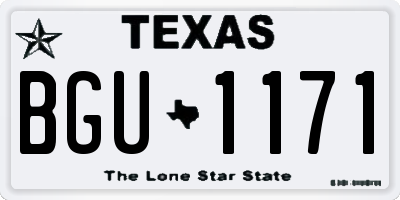 TX license plate BGU1171