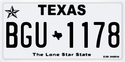TX license plate BGU1178