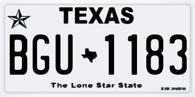 TX license plate BGU1183