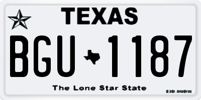 TX license plate BGU1187
