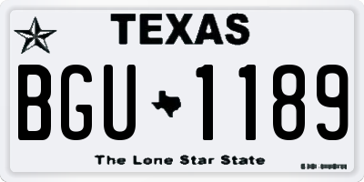 TX license plate BGU1189