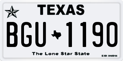 TX license plate BGU1190