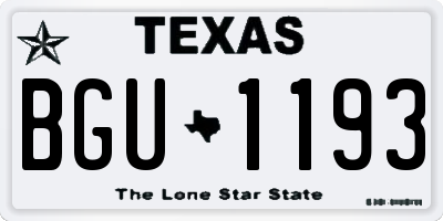 TX license plate BGU1193