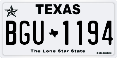 TX license plate BGU1194