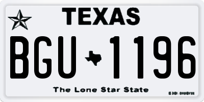 TX license plate BGU1196