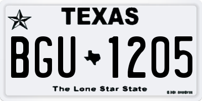 TX license plate BGU1205
